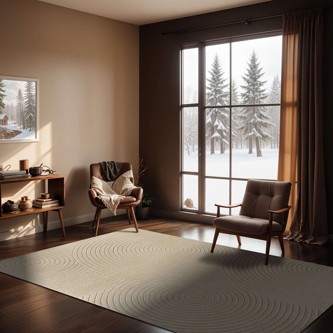Tapis d'Intérieur/Extérieur Scandinave Moderne Beige Kaysa