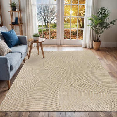 Tapis d'Intérieur/Extérieur Scandinave Moderne Beige Kaysa