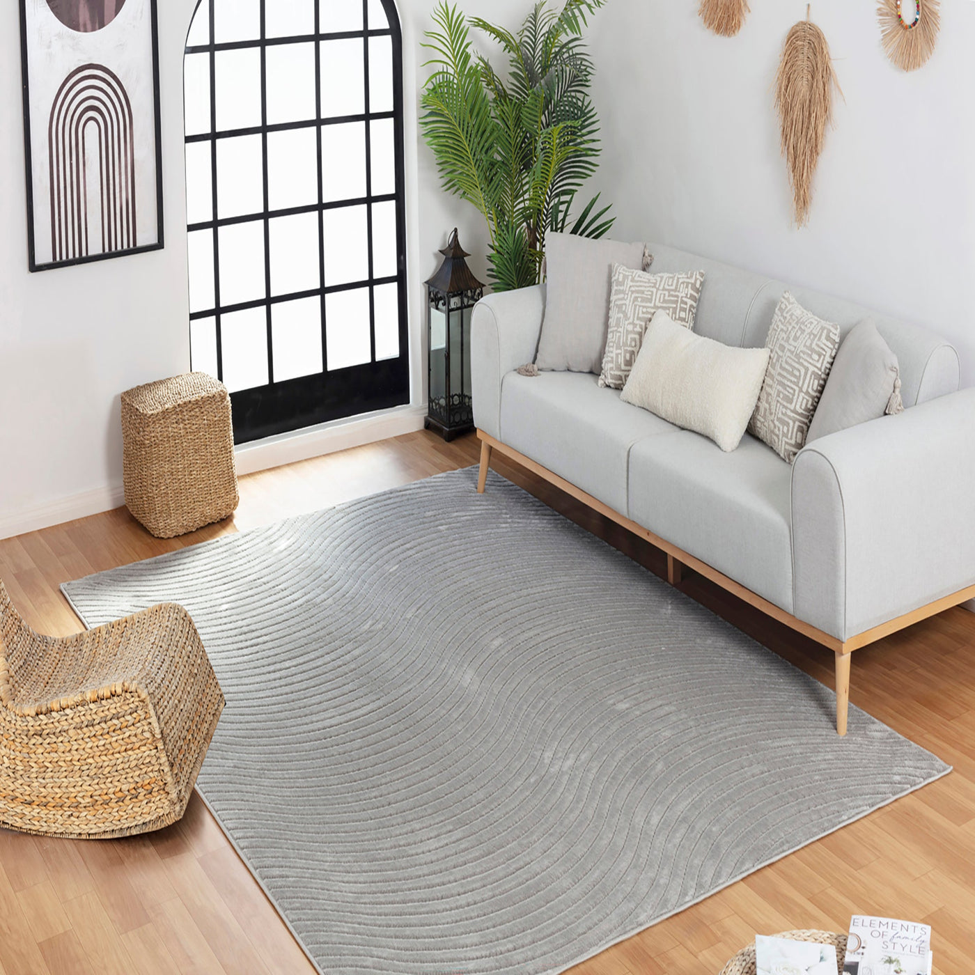Tapis d'Intérieur/Extérieur Scandinave Moderne Gris  Kuta