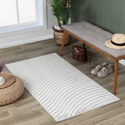 Tapis d'Intérieur/Extérieur Scandinave Moderne Blanc Kuta