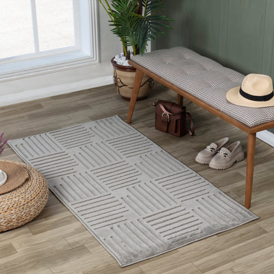 Tapis d'Intérieur/Extérieur Scandinave Moderne Gris  Curico