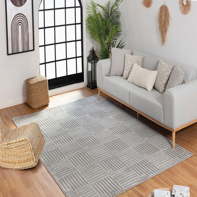 Tapis d'Intérieur/Extérieur Scandinave Moderne Gris  Curico