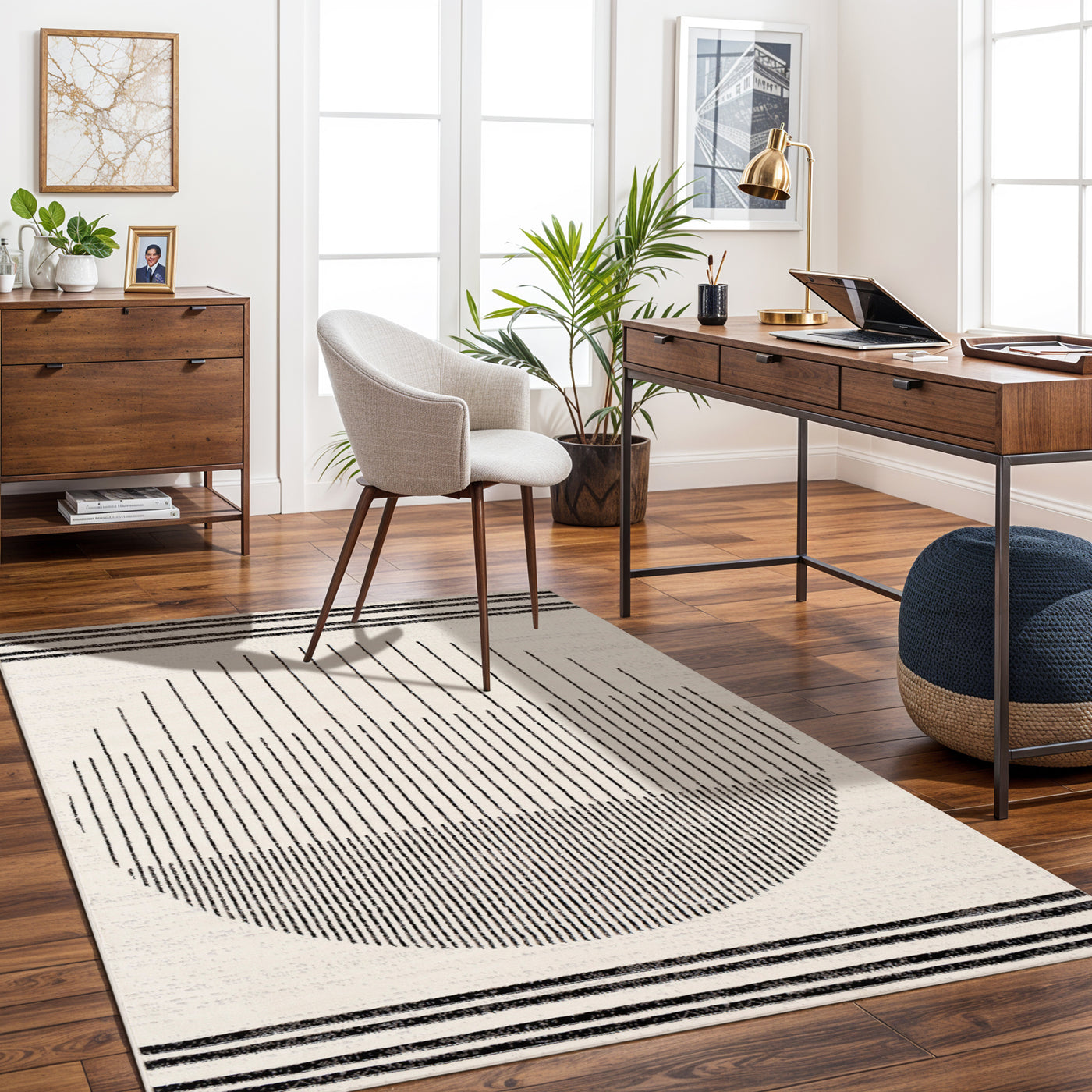 Tapis Scandinave Moderne Blanc/Noir Santiago