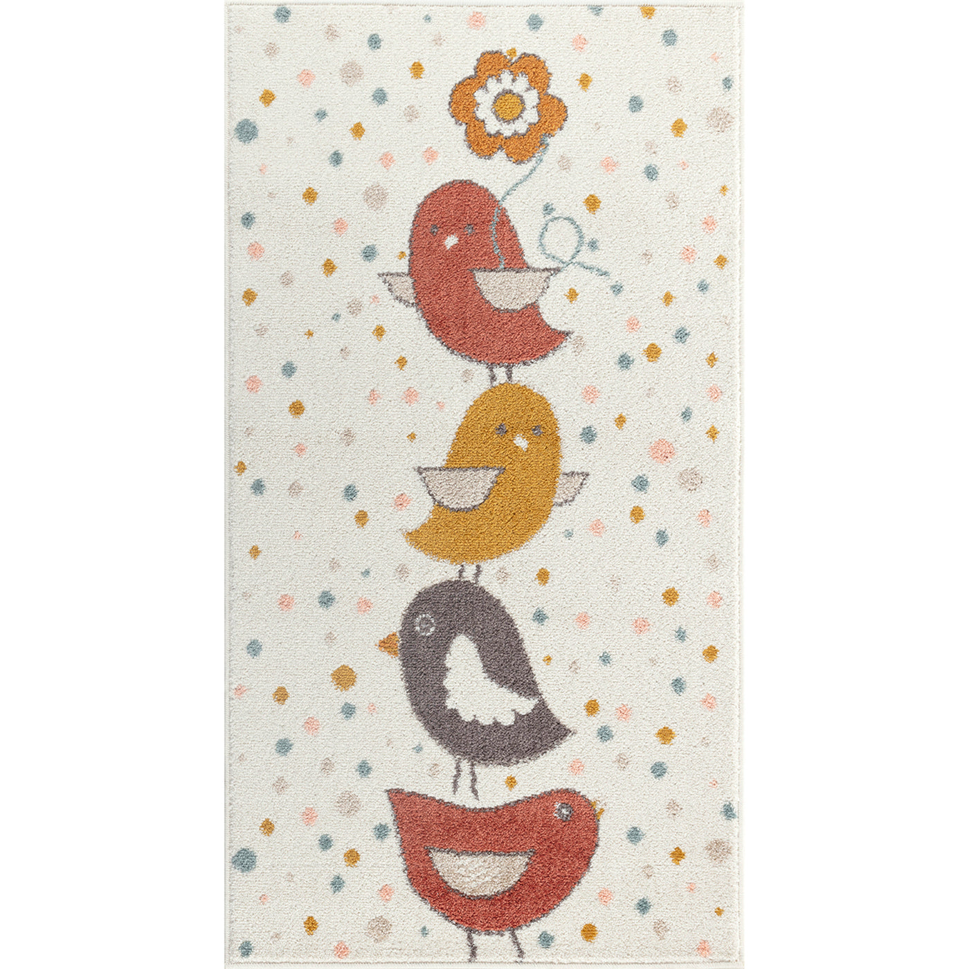 Tapis Enfant Oiseaux Jaune/Bleu/Marron Breda