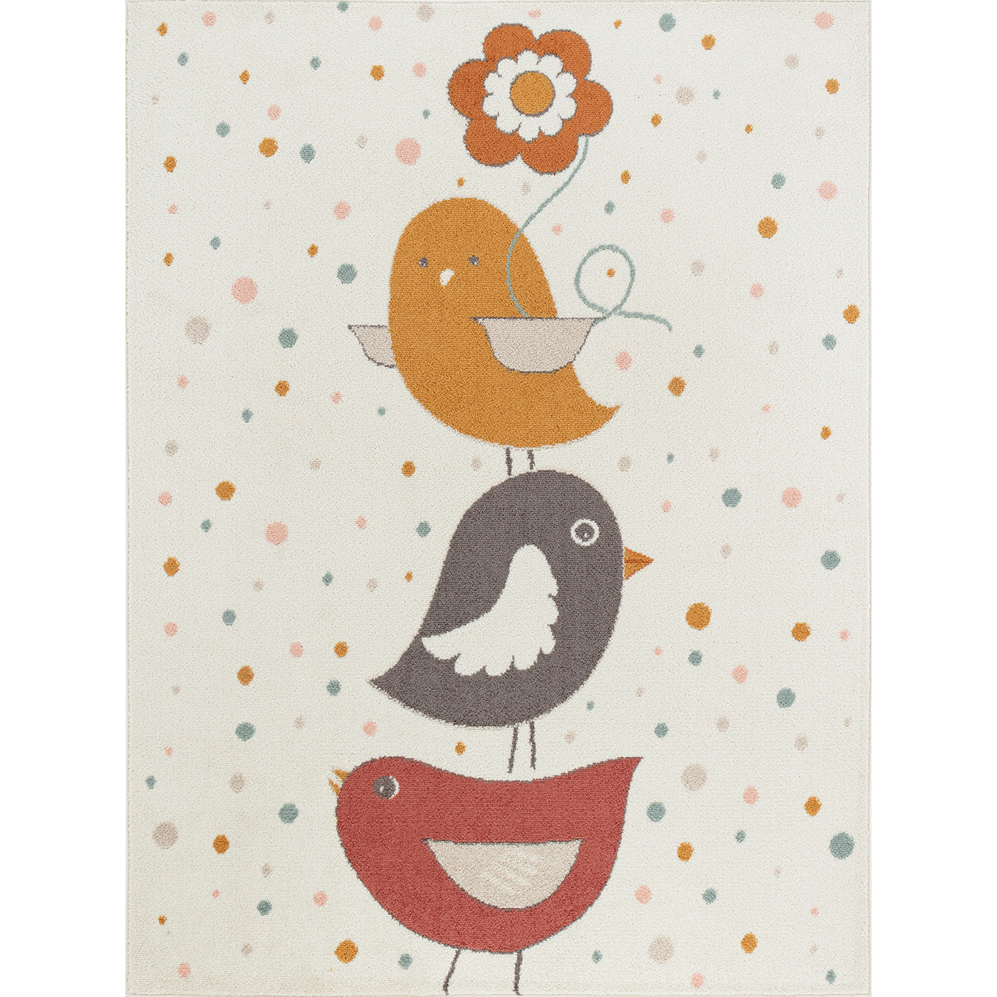 Tapis Enfant Oiseaux Jaune/Bleu/Marron Breda