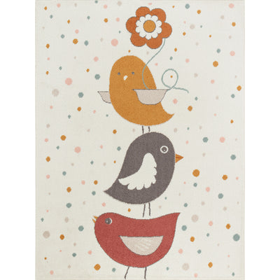 Tapis Enfant Oiseaux Jaune/Bleu/Marron Breda