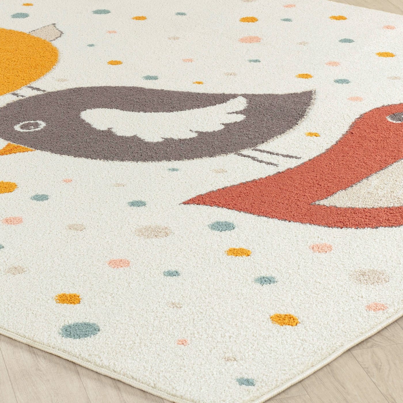 Tapis Enfant Oiseaux Jaune/Bleu/Marron Breda