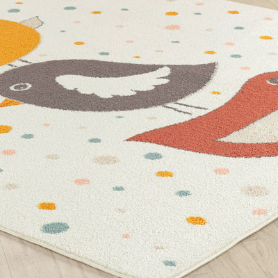Tapis Enfant Oiseaux Jaune/Bleu/Marron Breda