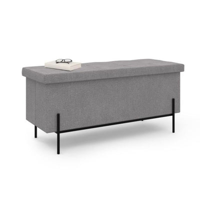 Banc coffre tissu gris 76cm