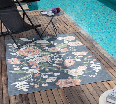 Tapis d'Extérieur/Intérieur Multicolore/Bleu Foncé Jammu