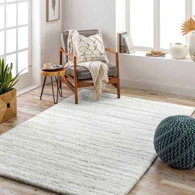 Tapis Shaggy Moderne Blanc/Gris Gouda