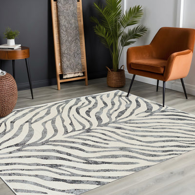 Tapis Zébré Bohème Gris Foncé/Beige Luanda