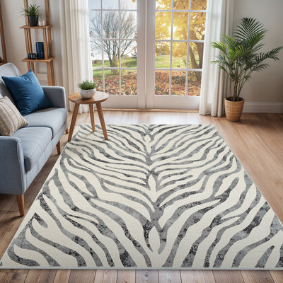 Tapis Zébré Bohème Gris Foncé/Beige Luanda