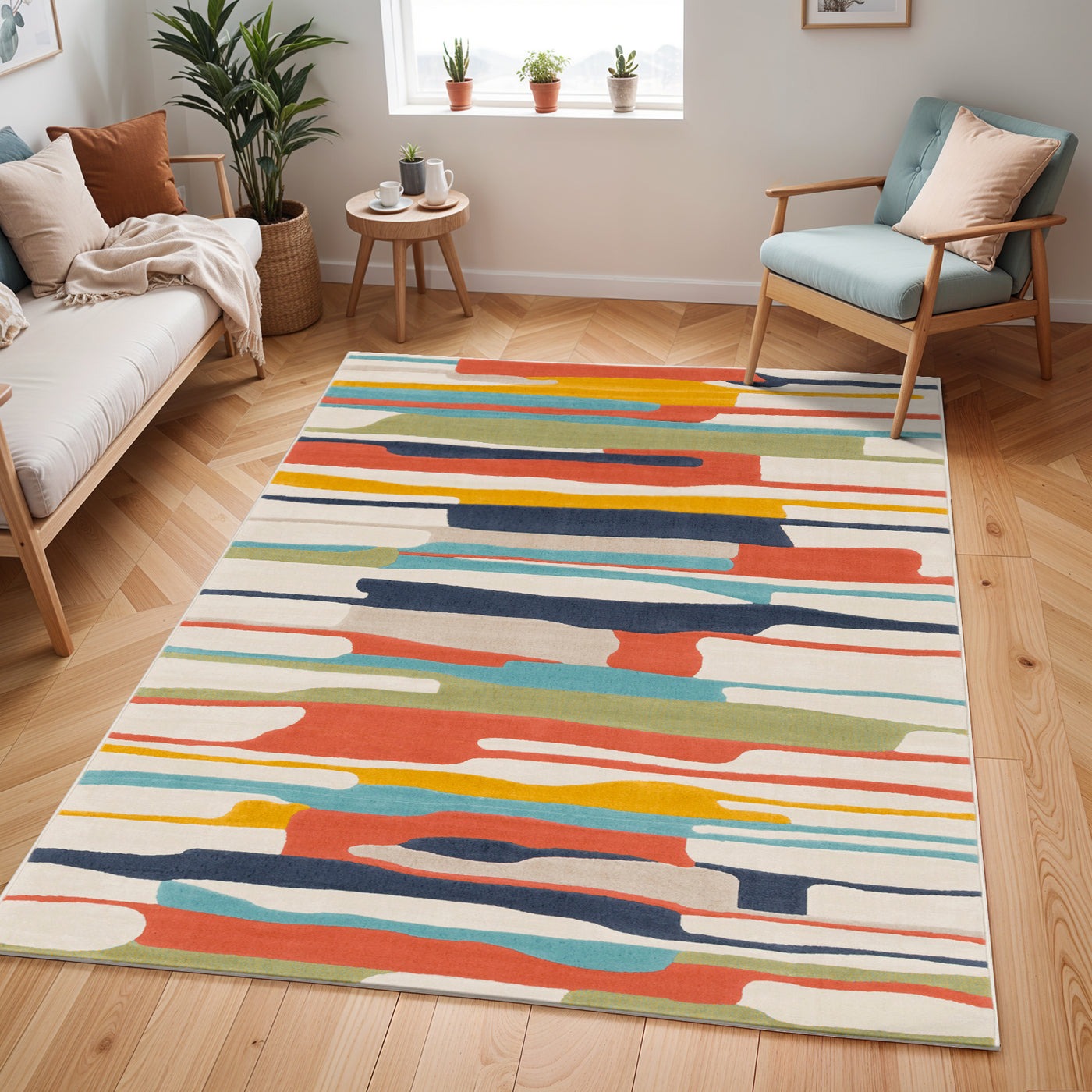 Tapis Scandinave Moderne Multicolore/Orange Houston