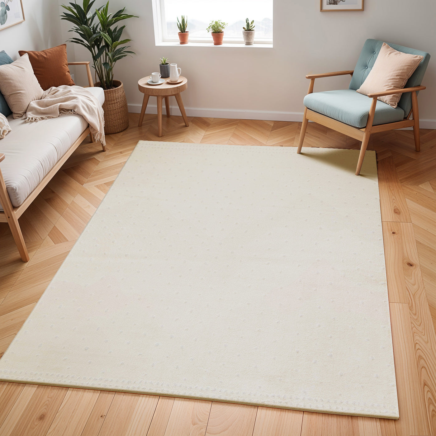 Tapis Scandinave à Pois Ivoire Busan