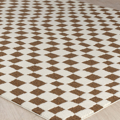 Tapis Scandinave à Carreaux Terracotta Gijon