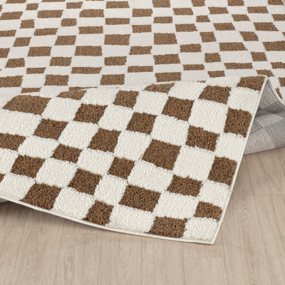 Tapis Scandinave à Carreaux Terracotta Gijon