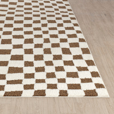 Tapis Scandinave à Carreaux Terracotta Gijon