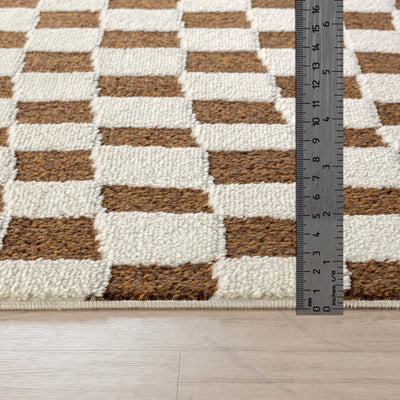 Tapis Scandinave à Carreaux Terracotta Gijon