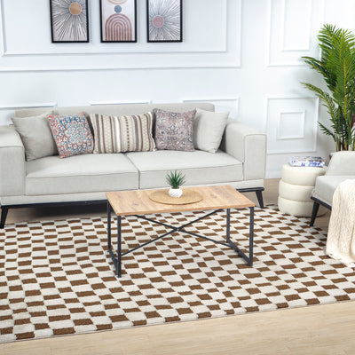 Tapis Scandinave à Carreaux Terracotta Gijon