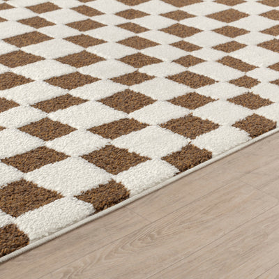 Tapis Scandinave à Carreaux Terracotta Gijon