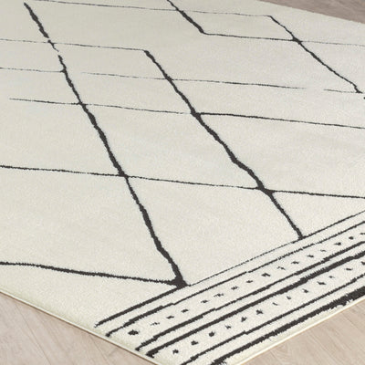 Tapis Berbère Ethnique Ivoire/Noir Habana