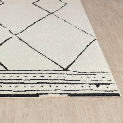 Tapis Berbère Ethnique Ivoire/Noir Habana