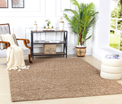 Tapis Shaggy Moderne Beige Foncé Boracay