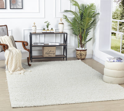 Tapis Shaggy Moderne Blanc Boracay