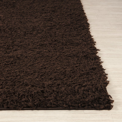 Tapis Shaggy Moderne Marron Foncé Boracay