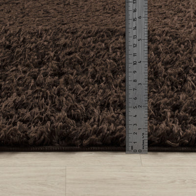 Tapis Shaggy Moderne Marron Foncé Boracay