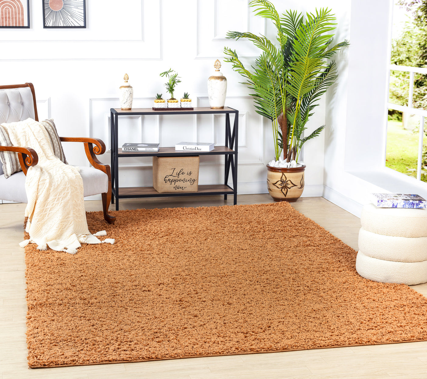 Tapis Shaggy Moderne Terracotta Boracay