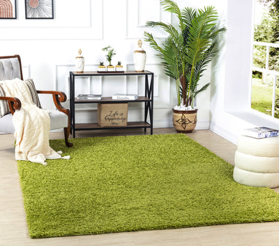 Tapis Shaggy Moderne Vert Boracay