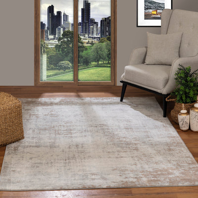 Tapis Abstrait Moderne Wamba Beige/Blanc