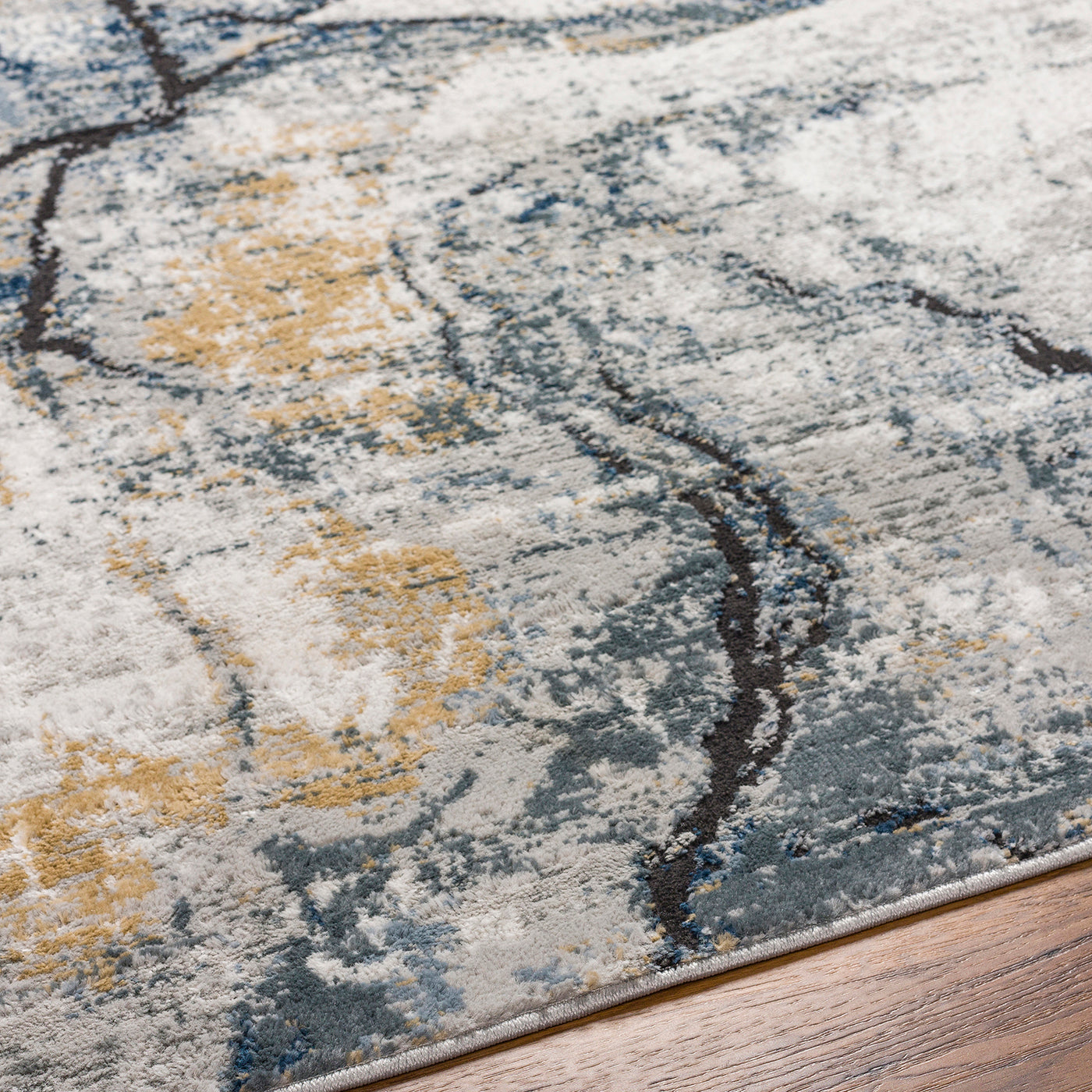 Tapis Rond Abstrait Moderne Ivoire/Gris Rond Berlin
