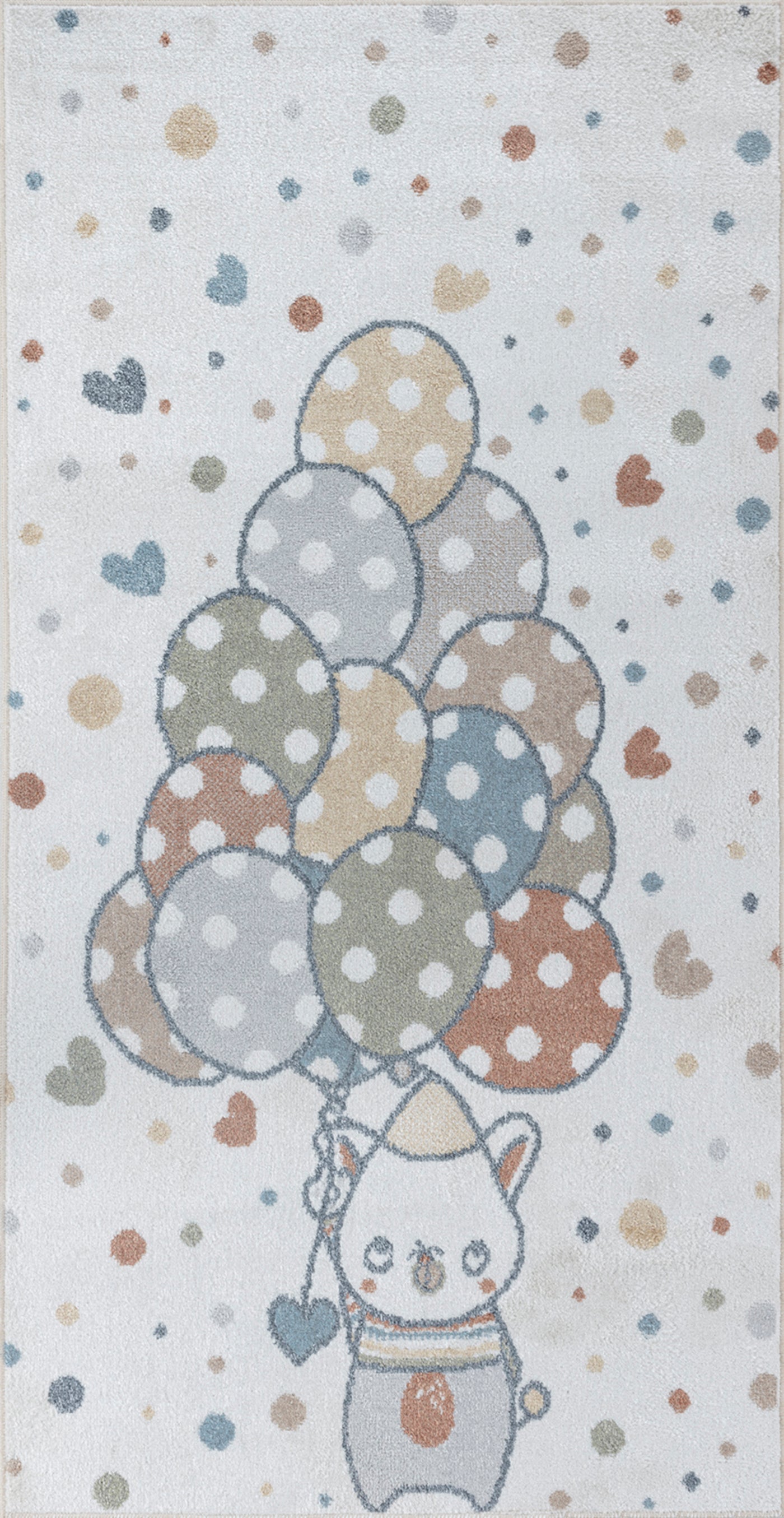 Tapis Enfant Lavable en Machine Ballons Multicolore/Beige Blonay