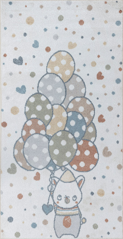 Tapis Enfant Lavable en Machine Ballons Multicolore/Beige Blonay