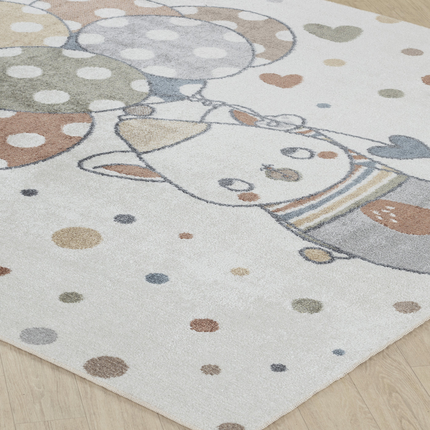 Tapis Enfant Lavable en Machine Ballons Multicolore/Beige Blonay