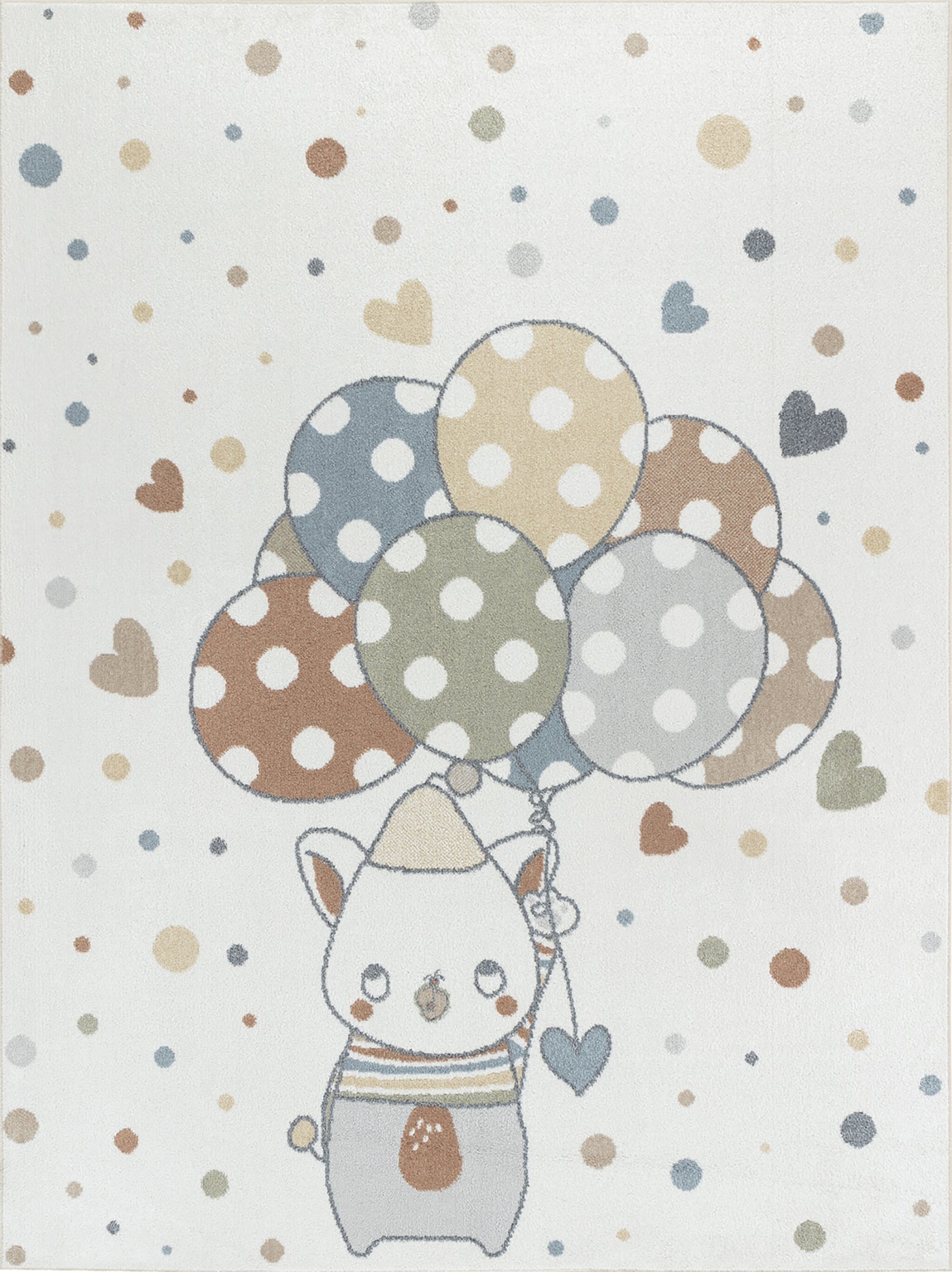 Tapis Enfant Lavable en Machine Ballons Multicolore/Beige Blonay