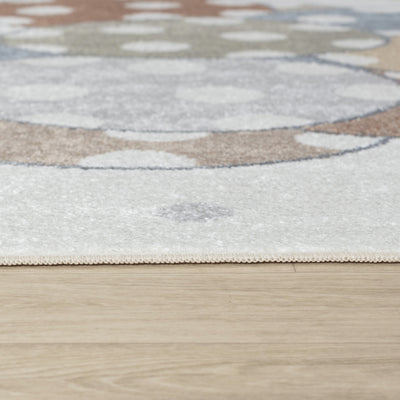 Tapis Enfant Lavable en Machine Ballons Multicolore/Beige Blonay