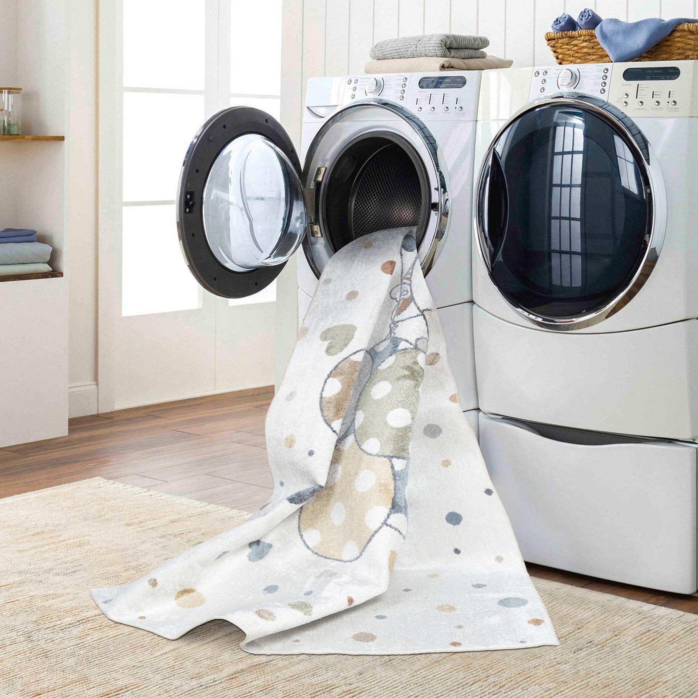 Tapis Enfant Lavable en Machine Ballons Multicolore/Beige Blonay