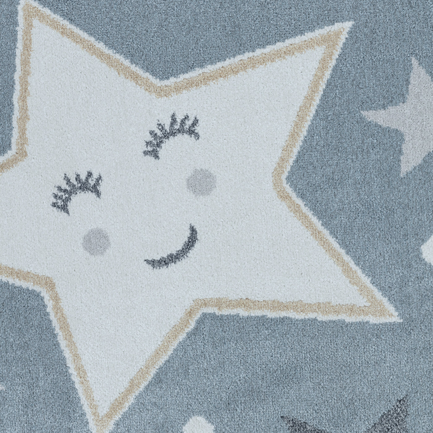 Tapis Enfant Lavable en Machine Étoiles Bleu/Beige Beed