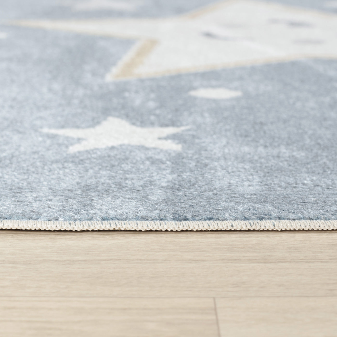 Tapis Enfant Lavable en Machine Étoiles Bleu/Beige Beed