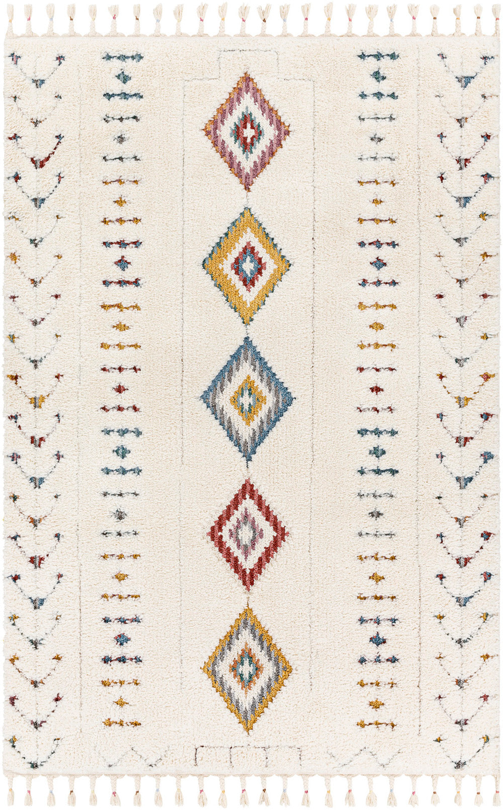 Tapis Shaggy Bohème Multicolore/Blanc Maracaibo