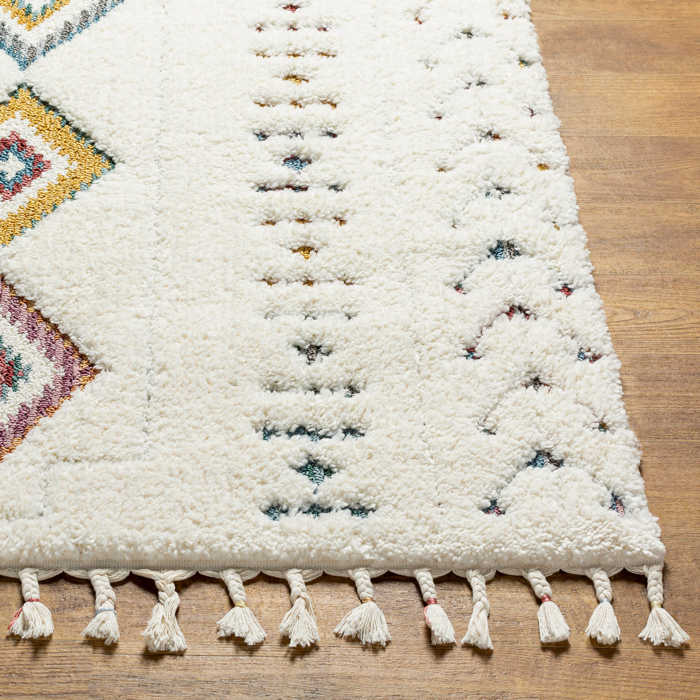Tapis Shaggy Bohème Multicolore/Blanc Maracaibo