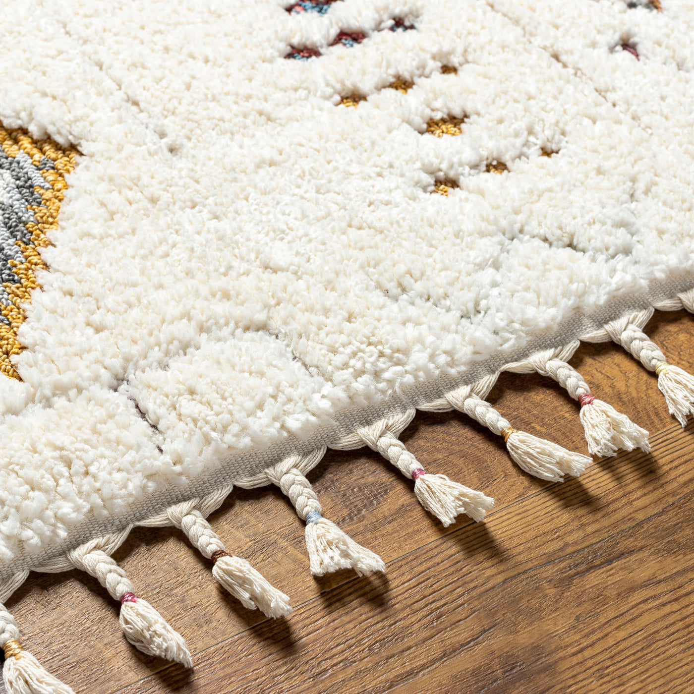 Tapis Shaggy Bohème Multicolore/Blanc Maracaibo