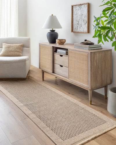Tapis d'Extérieur/Intérieur Aspect Jute Beige/Noir Burlington