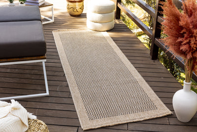 Tapis d'Extérieur/Intérieur Aspect Jute Beige/Noir Burlington