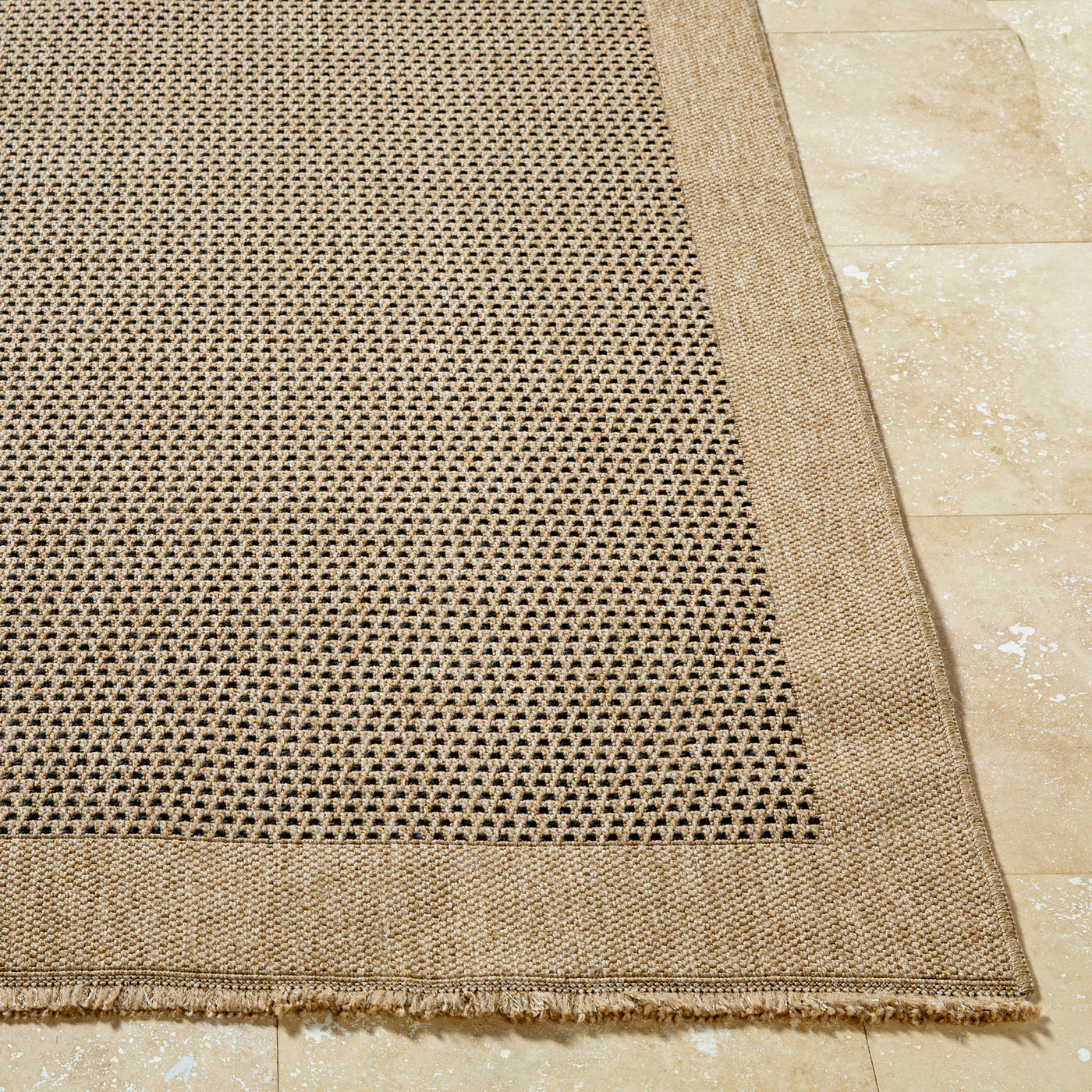 Tapis d'Extérieur/Intérieur Aspect Jute Beige/Noir Burlington