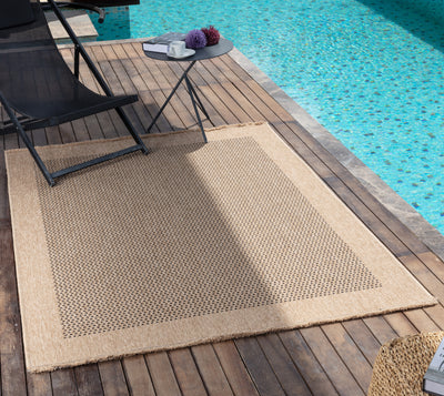 Tapis d'Extérieur/Intérieur Aspect Jute Beige/Noir Burlington